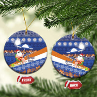 Marshall Islands Christmas Ceramic Ornament Beachy Santa Monono ilo raaneoan Nejin LT14 Circle Blue - Polynesian Pride