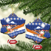 Marshall Islands Christmas Ceramic Ornament Beachy Santa Monono ilo raaneoan Nejin LT14 Snow Flake Blue - Polynesian Pride