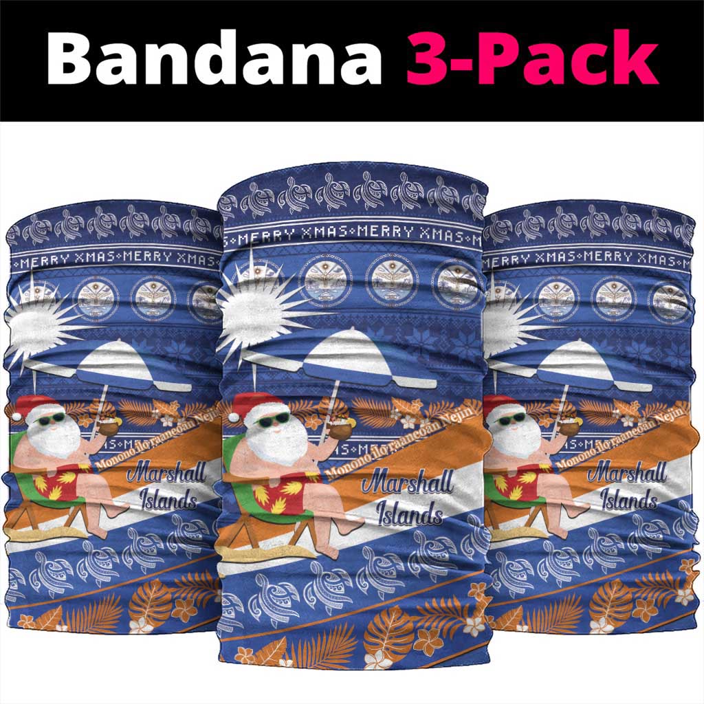 Marshall Islands Christmas Neck Gaiter Beachy Santa Monono ilo raaneoan Nejin LT14 package One Size: 25*50cm Blue - Polynesian Pride