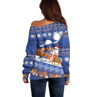 Marshall Islands Christmas Off Shoulder Sweater Beachy Santa Monono ilo raaneoan Nejin LT14 - Polynesian Pride