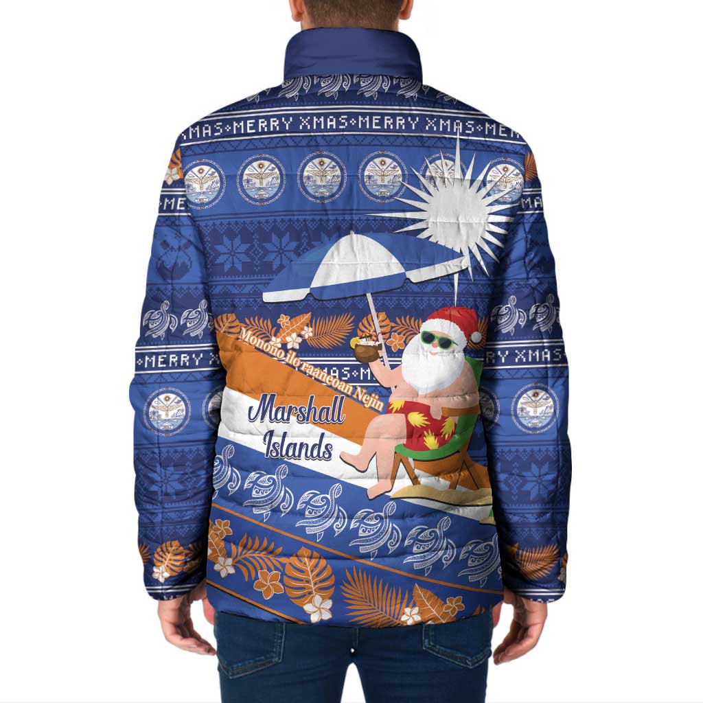 Marshall Islands Christmas Padded Jacket Beachy Santa Monono ilo raaneoan Nejin LT14 - Polynesian Pride