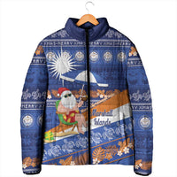 Marshall Islands Christmas Padded Jacket Beachy Santa Monono ilo raaneoan Nejin LT14 - Polynesian Pride