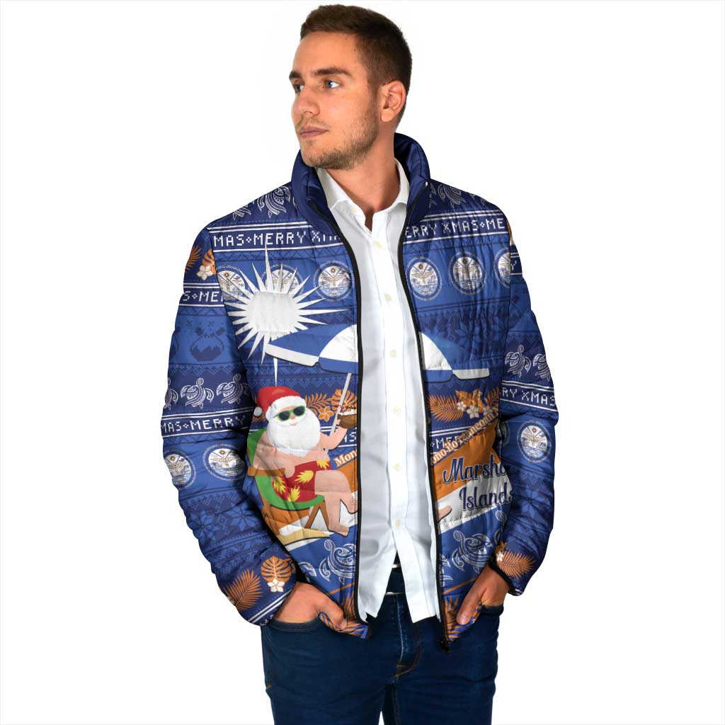 Marshall Islands Christmas Padded Jacket Beachy Santa Monono ilo raaneoan Nejin LT14 - Polynesian Pride