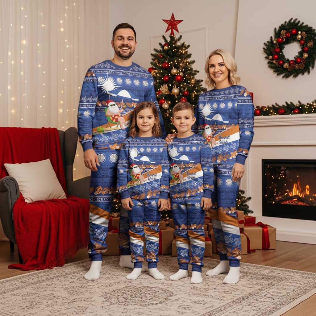 Marshall Islands Christmas Pajama Set Beachy Santa Monono ilo raaneoan Nejin LT14 - Polynesian Pride