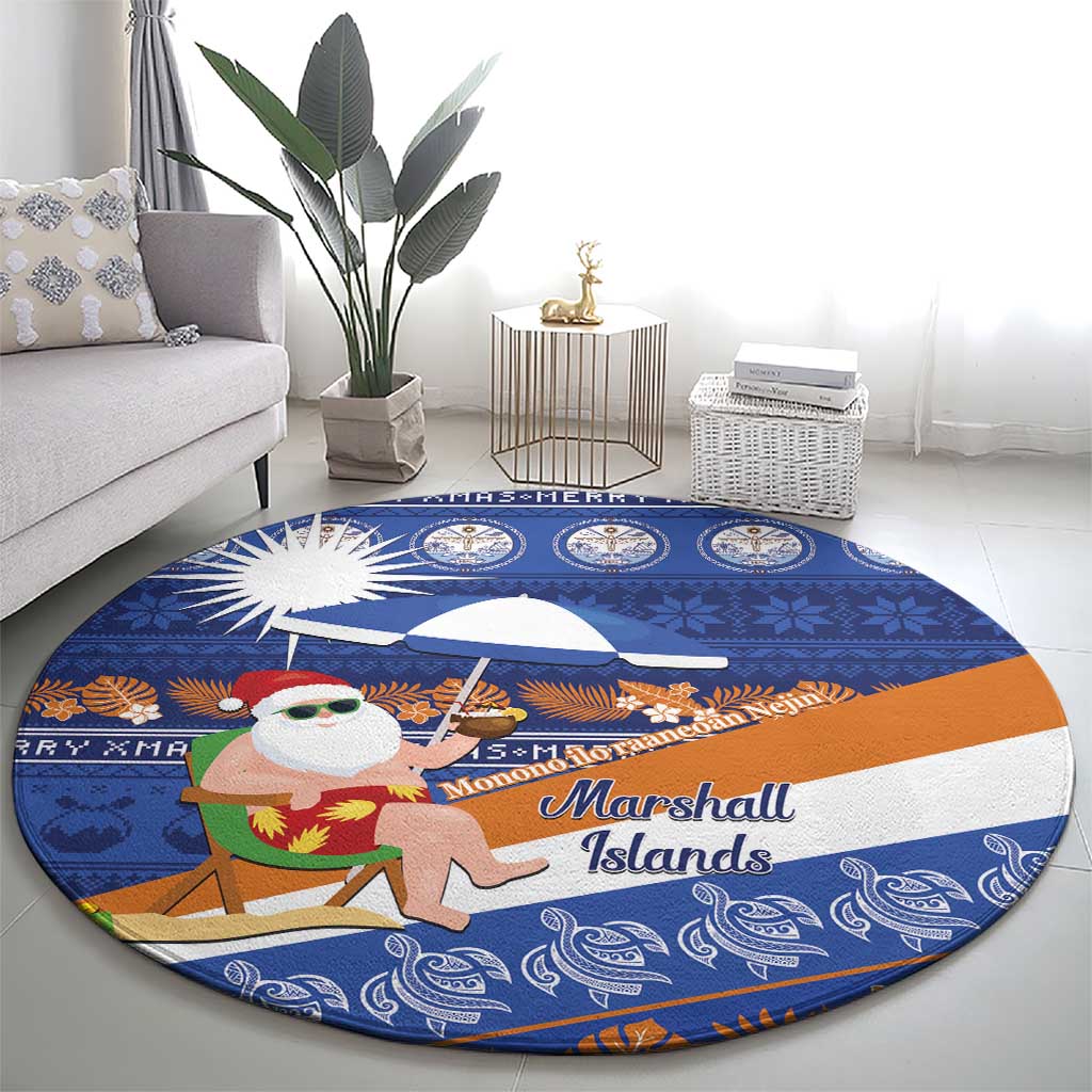 Marshall Islands Christmas Round Carpet Beachy Santa Monono ilo raaneoan Nejin LT14 - Polynesian Pride