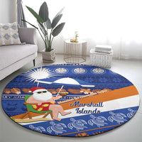 Marshall Islands Christmas Round Carpet Beachy Santa Monono ilo raaneoan Nejin LT14 - Polynesian Pride