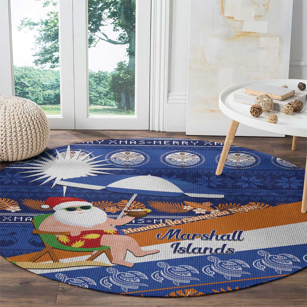Marshall Islands Christmas Round Carpet Beachy Santa Monono ilo raaneoan Nejin LT14 - Polynesian Pride
