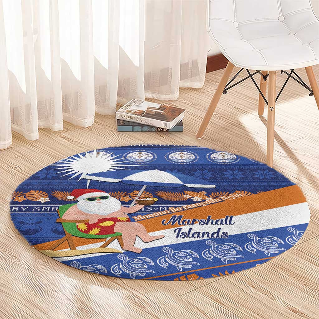 Marshall Islands Christmas Round Carpet Beachy Santa Monono ilo raaneoan Nejin LT14 - Polynesian Pride