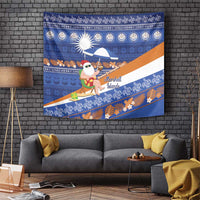 Marshall Islands Christmas Tapestry Beachy Santa Monono ilo raaneoan Nejin LT14 Blue - Polynesian Pride