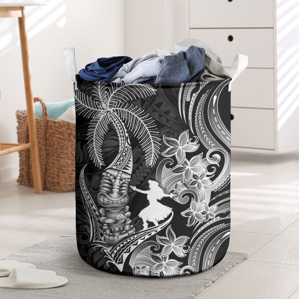 Hawaii Tribal Tiki Drum Hula Girl Laundry Basket LT14 Black - Polynesian Pride