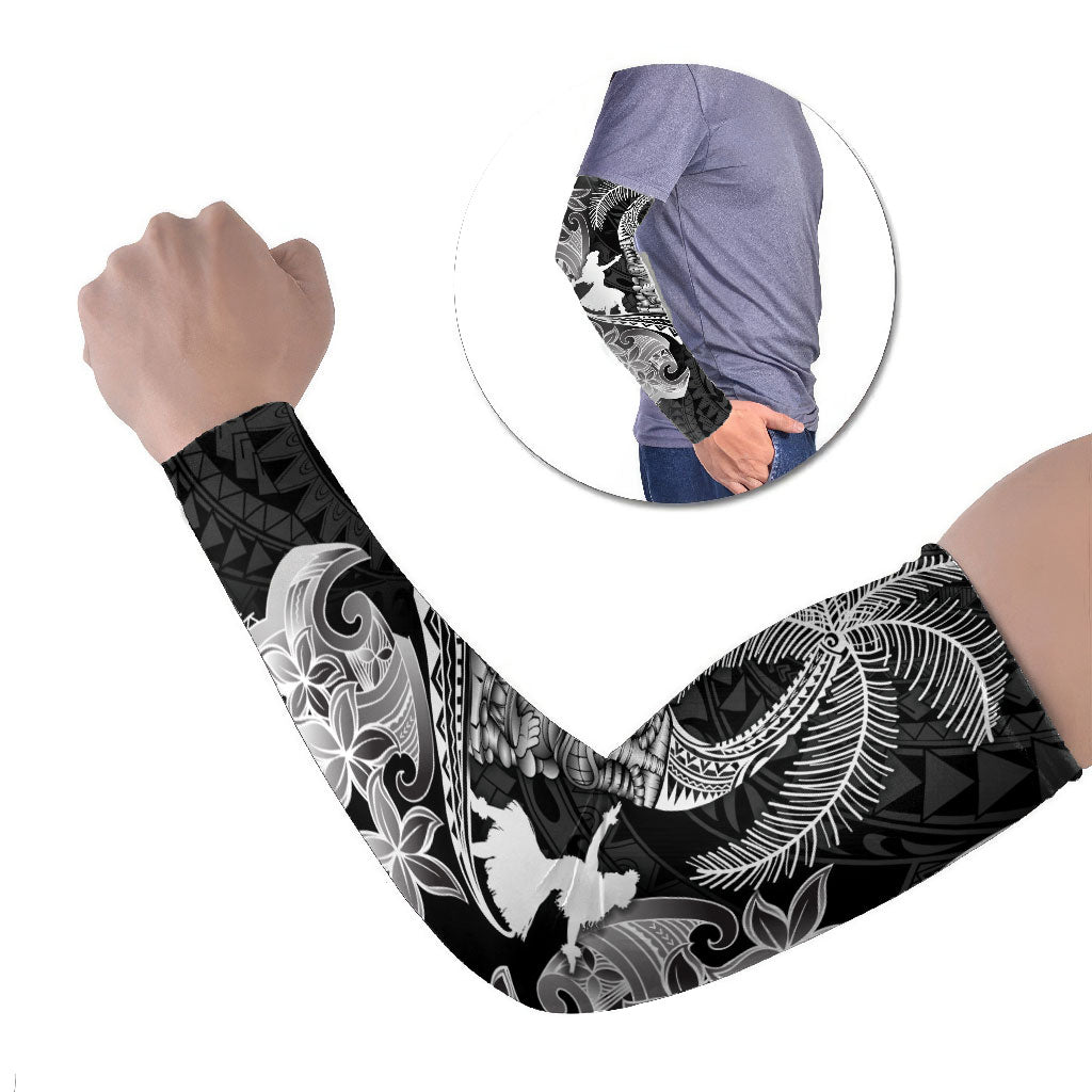 Hawaii Tribal Tiki Drum Hula Girl Arm Sleeves LT14 Set of 2 Black - Polynesian Pride