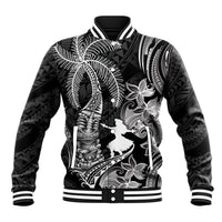 Hawaii Tribal Tiki Drum Hula Girl Baseball Jacket LT14 Unisex Black - Polynesian Pride