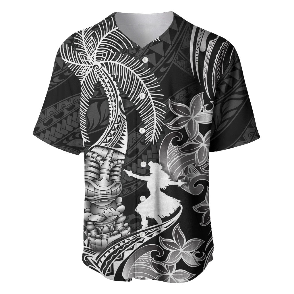 Hawaii Tribal Tiki Drum Hula Girl Baseball Jersey LT14 Black - Polynesian Pride