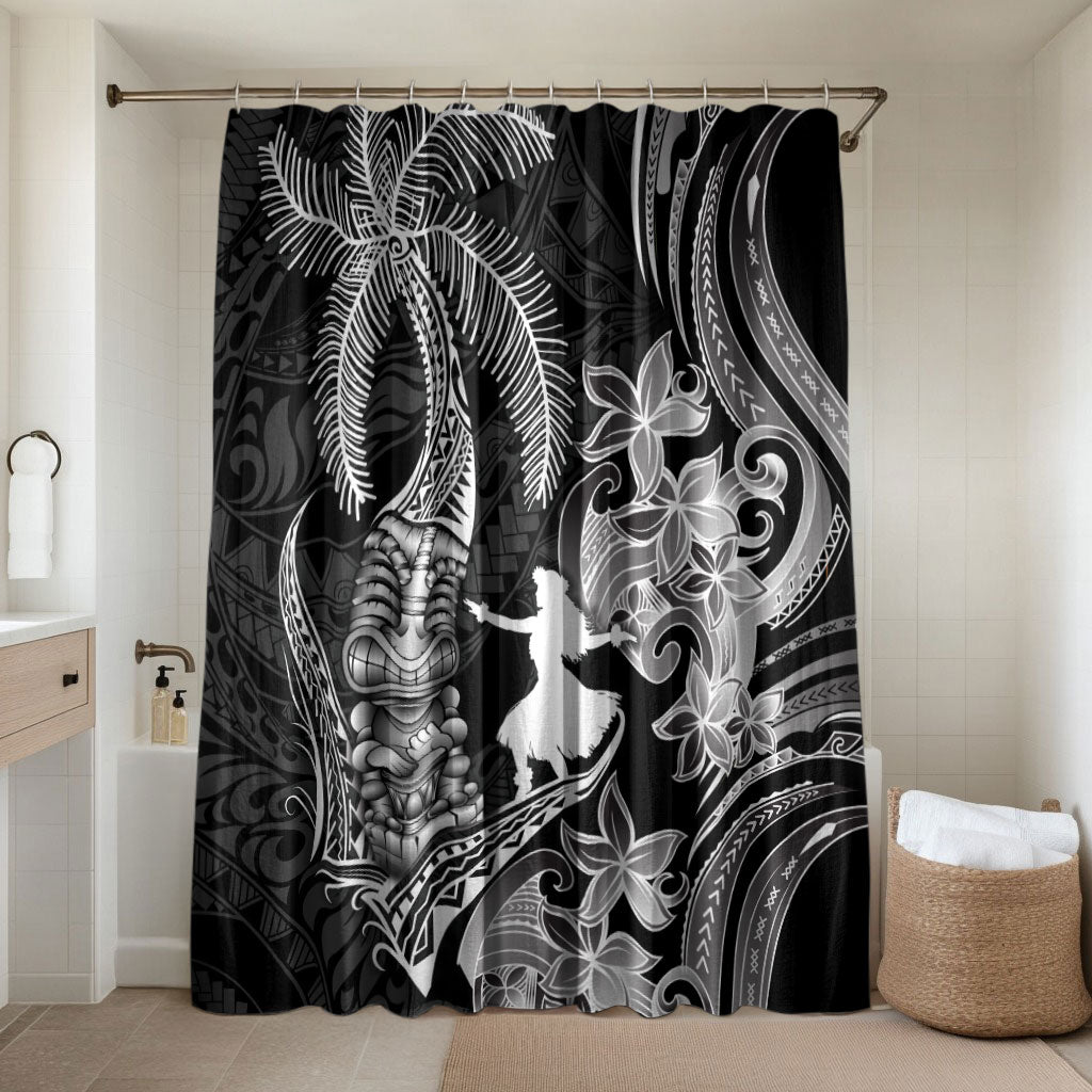 Hawaii Tribal Tiki Drum Hula Girl Bathroom Set LT14 Shower Curtain Only Black - Polynesian Pride