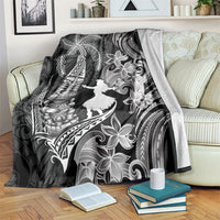 Hawaii Tribal Tiki Drum Hula Girl Blanket LT14 Black - Polynesian Pride
