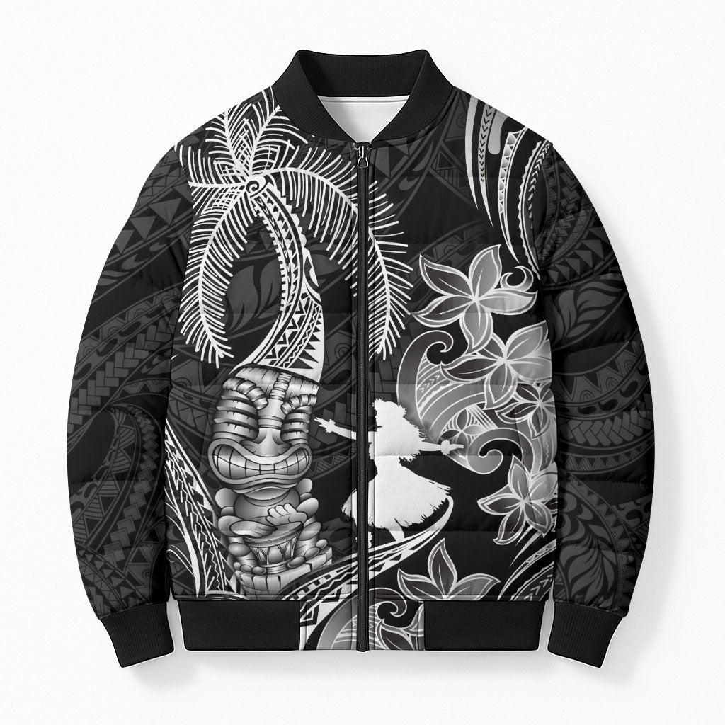 Hawaii Tribal Tiki Drum Hula Girl Bomber Puffer Jacket
