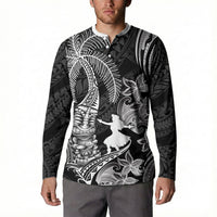 Hawaii Tribal Tiki Drum Hula Girl Button Sweatshirt LT14 - Polynesian Pride