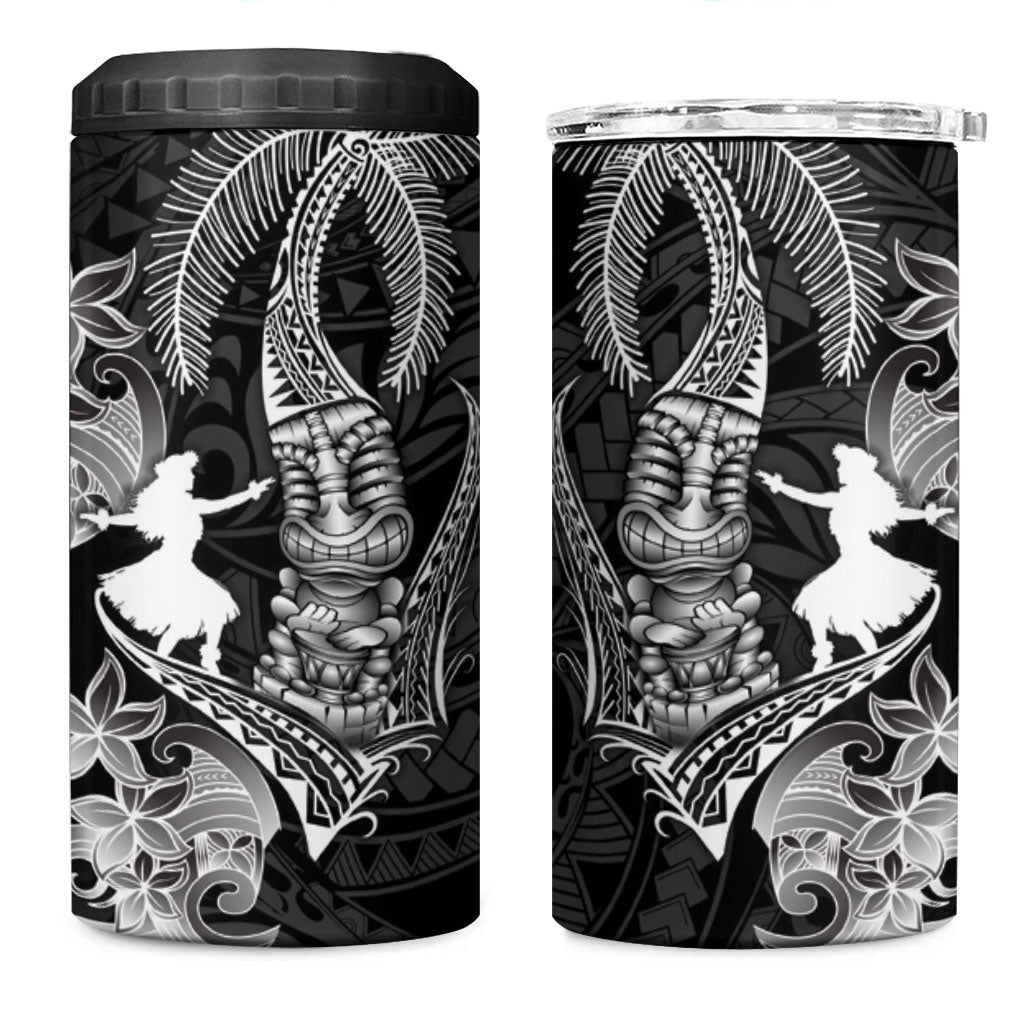 Hawaii Tribal Tiki Drum Hula Girl 4 in 1 Can Cooler Tumbler