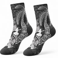 Hawaii Tribal Tiki Drum Hula Girl Crew Socks LT14 - Polynesian Pride