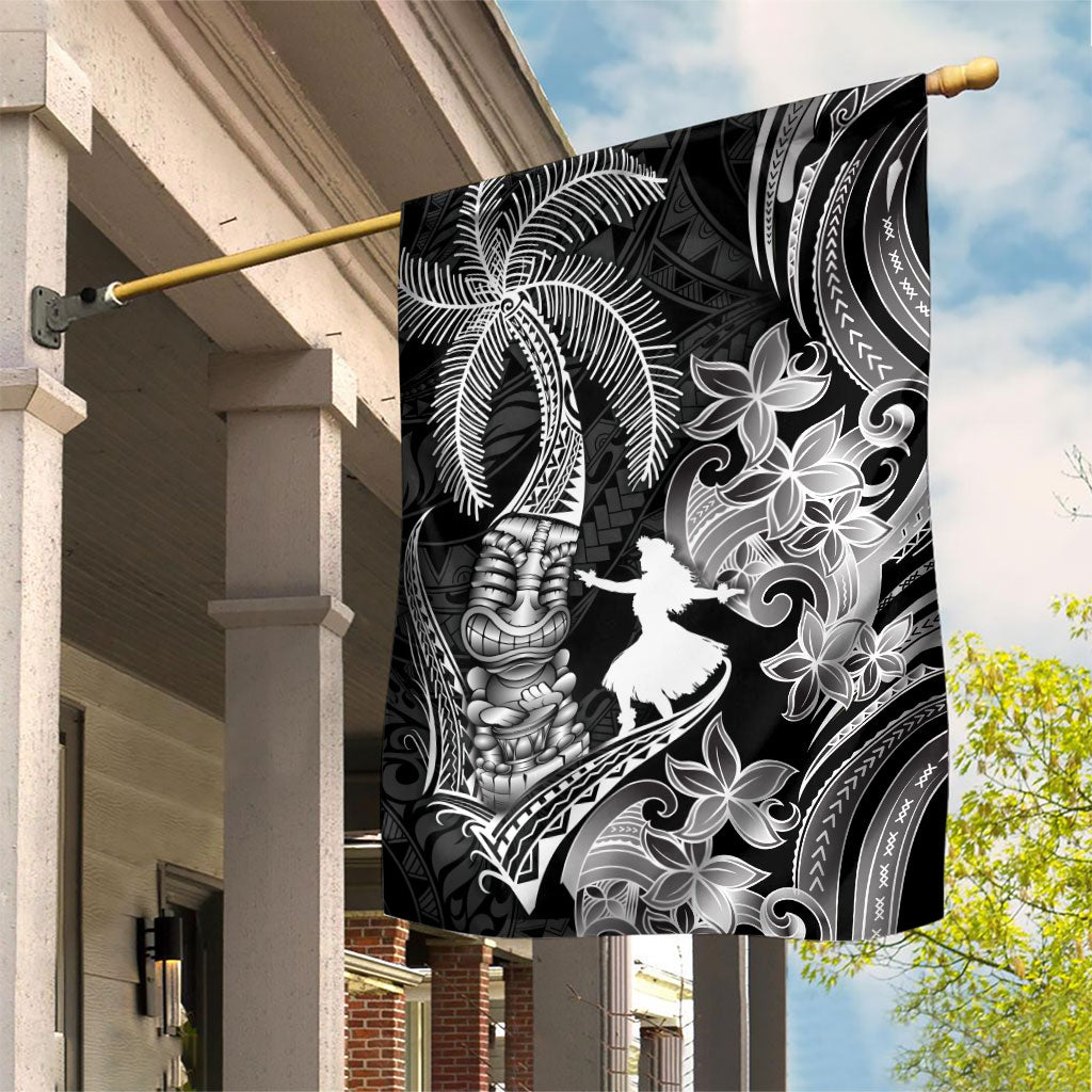 Hawaii Tribal Tiki Drum Hula Girl Garden Flag LT14 House Flag Black - Polynesian Pride