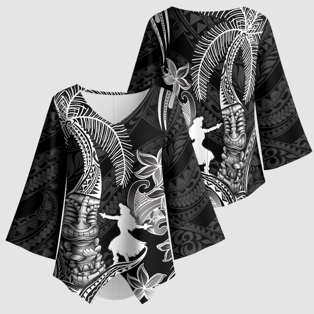 Hawaii Tribal Tiki Drum Hula Girl Kimono Sleeve Blouse LT14 - Polynesian Pride