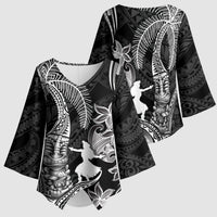 Hawaii Tribal Tiki Drum Hula Girl Kimono Sleeve Blouse LT14 - Polynesian Pride