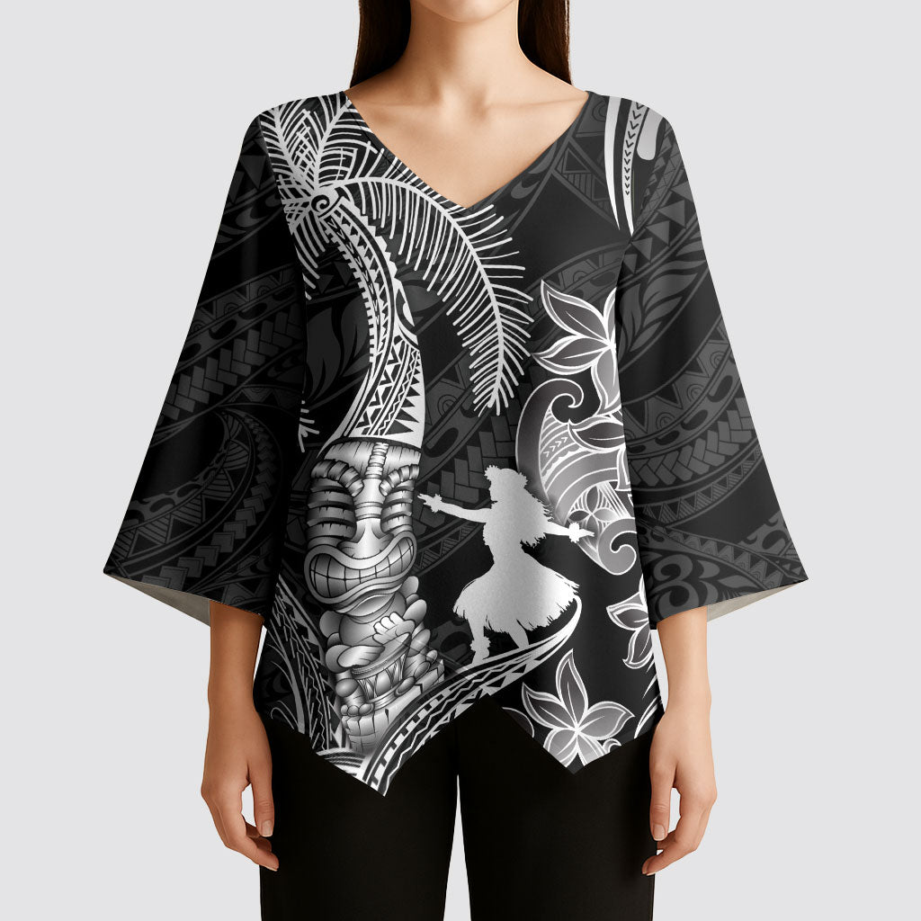 Hawaii Tribal Tiki Drum Hula Girl Kimono Sleeve Blouse LT14 - Polynesian Pride