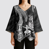 Hawaii Tribal Tiki Drum Hula Girl Kimono Sleeve Blouse LT14 - Polynesian Pride