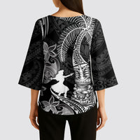 Hawaii Tribal Tiki Drum Hula Girl Kimono Sleeve Blouse LT14 - Polynesian Pride