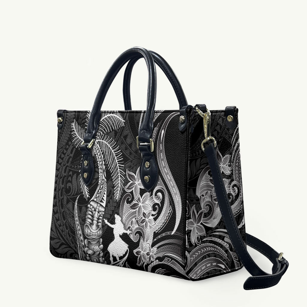 Hawaii Tribal Tiki Drum Hula Girl Leather Bag