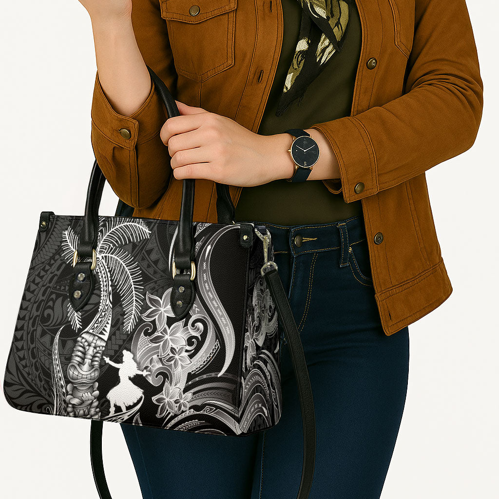 Hawaii Tribal Tiki Drum Hula Girl Leather Bag