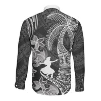 Hawaii Tribal Tiki Drum Hula Girl Long Sleeve Button Shirt LT14 - Polynesian Pride