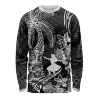 Hawaii Tribal Tiki Drum Hula Girl Long Sleeve Shirt LT14 Unisex Black - Polynesian Pride