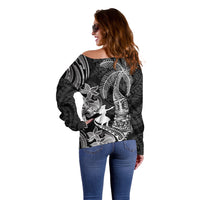 Hawaii Tribal Tiki Drum Hula Girl Off Shoulder Sweater LT14 - Polynesian Pride