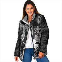 Hawaii Tribal Tiki Drum Hula Girl Padded Jacket LT14 Women Black - Polynesian Pride