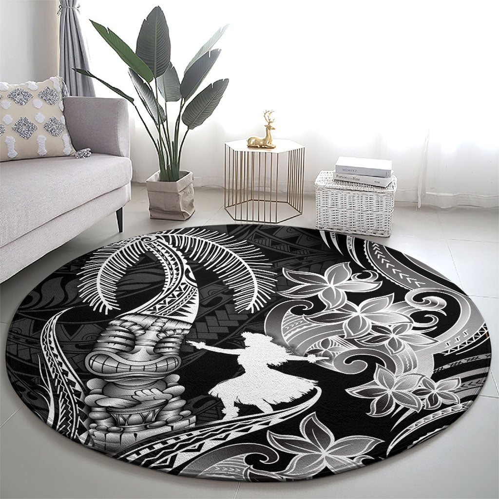 Hawaii Tribal Tiki Drum Hula Girl Round Carpet LT14 - Polynesian Pride