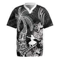 Hawaii Tribal Tiki Drum Hula Girl Rugby Jersey LT14 Black - Polynesian Pride