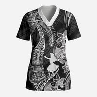 Hawaii Tribal Tiki Drum Hula Girl Scrub Top