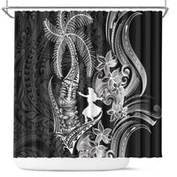 Hawaii Tribal Tiki Drum Hula Girl Shower Curtain LT14 Black - Polynesian Pride
