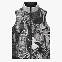 Hawaii Tribal Tiki Drum Hula Girl Sleeveless Puffer Jacket LT14 Unisex Black - Polynesian Pride