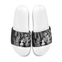 Hawaii Tribal Tiki Drum Hula Girl Slide Sandals LT14 Black - Polynesian Pride