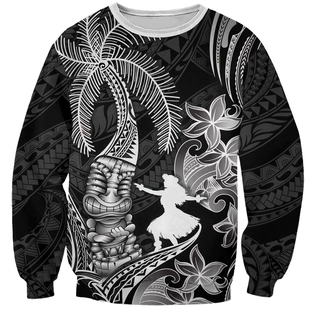 Hawaii Tribal Tiki Drum Hula Girl Sweatshirt LT14 Unisex Black - Polynesian Pride