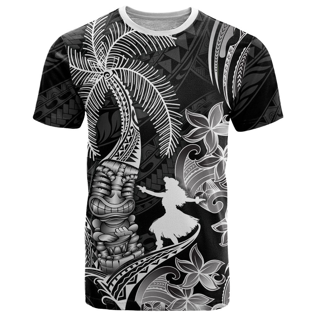 Hawaii Tribal Tiki Drum Hula Girl T Shirt LT14 Black - Polynesian Pride