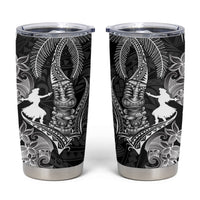 Hawaii Tribal Tiki Drum Hula Girl Tumbler Cup LT14 Black - Polynesian Pride
