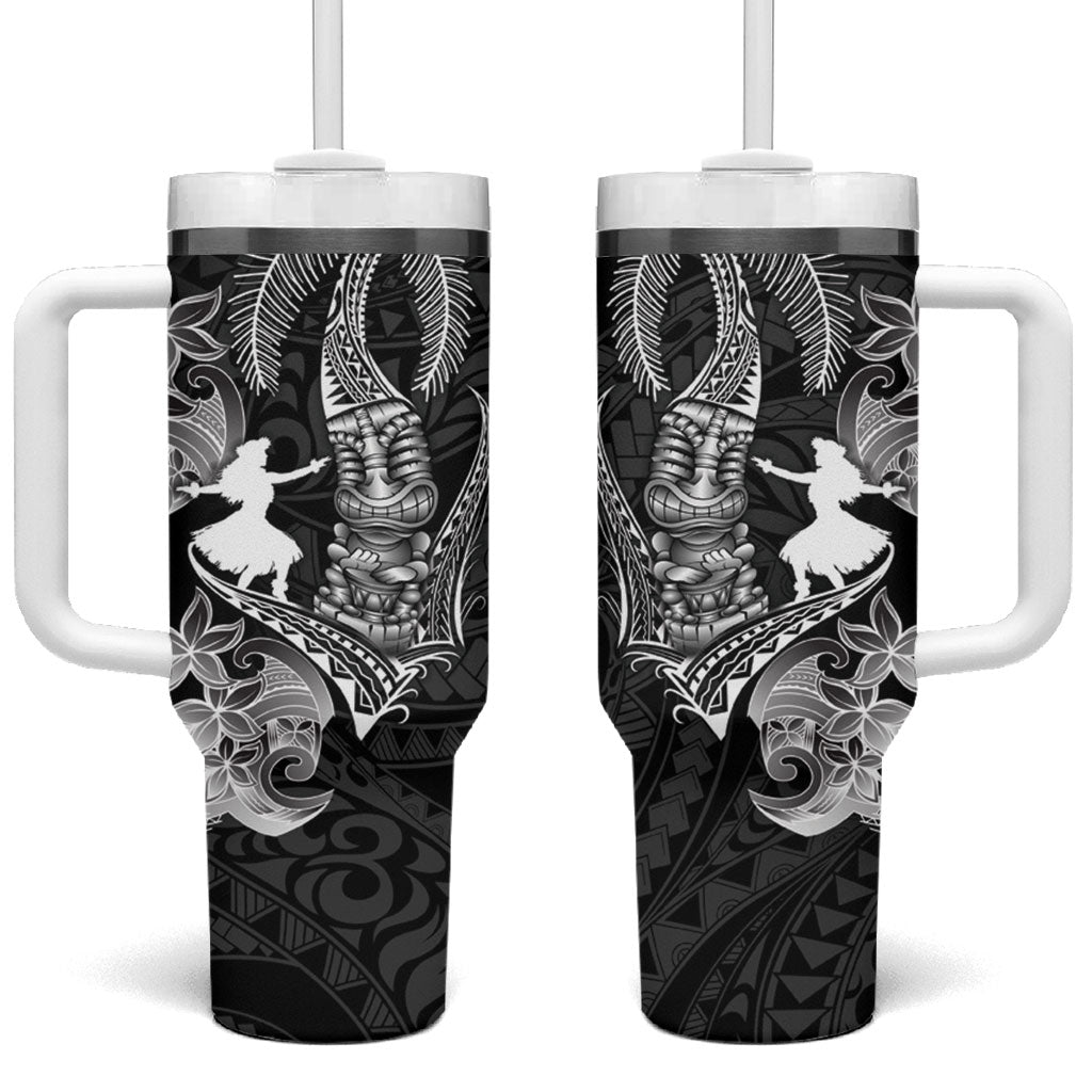 Hawaii Tribal Tiki Drum Hula Girl Tumbler With Handle