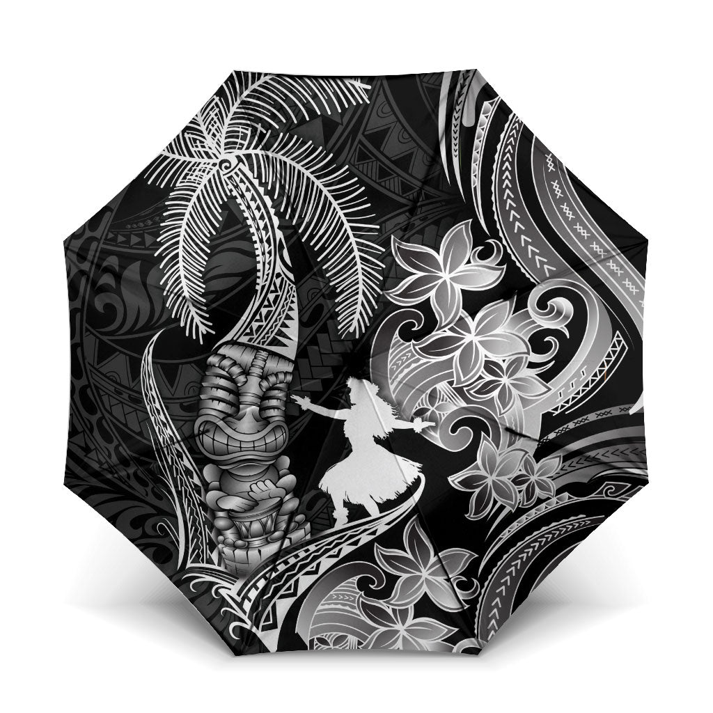 Hawaii Tribal Tiki Drum Hula Girl Umbrella LT14 One Size Folded 11.42 inch Opened Diameter 37.4 inch Black - Polynesian Pride