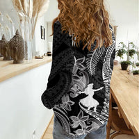 Hawaii Tribal Tiki Drum Hula Girl Women Casual Shirt LT14 - Polynesian Pride