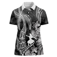 Hawaii Tribal Tiki Drum Hula Girl Women Polo Shirt LT14 Female Black - Polynesian Pride
