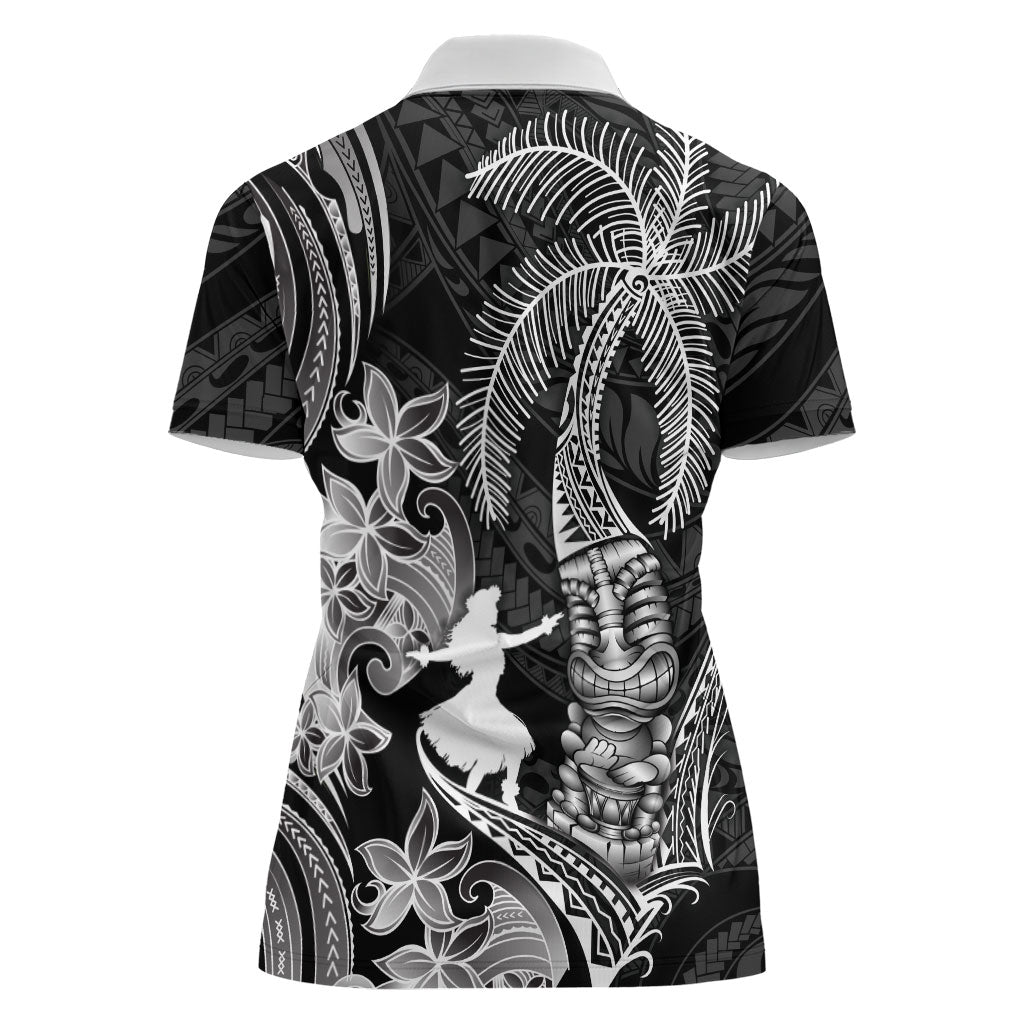 Hawaii Tribal Tiki Drum Hula Girl Women Polo Shirt LT14 - Polynesian Pride