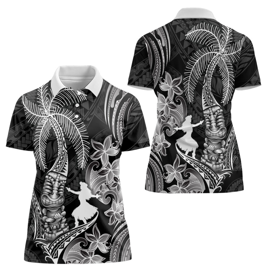Hawaii Tribal Tiki Drum Hula Girl Women Polo Shirt LT14 - Polynesian Pride
